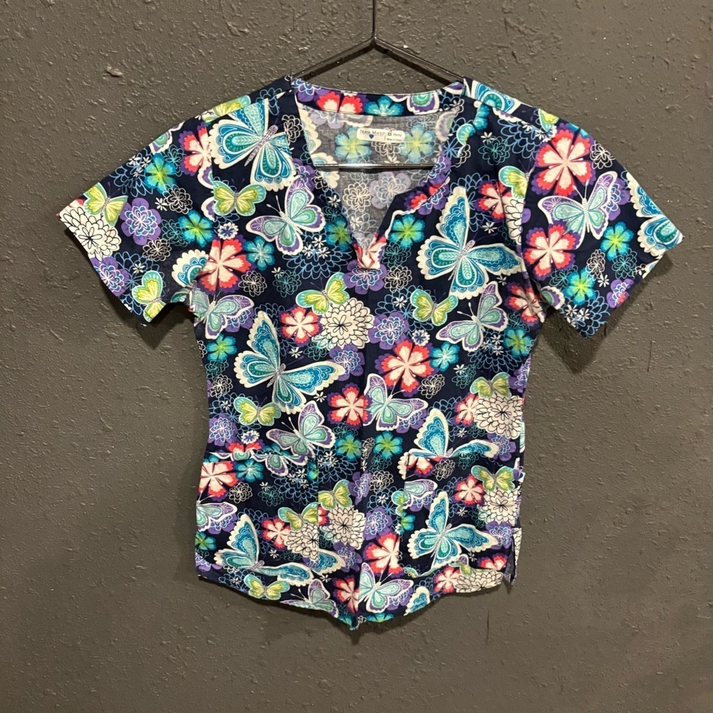 Women’s Nurse Mates Colorful Butterfly Scrub Top